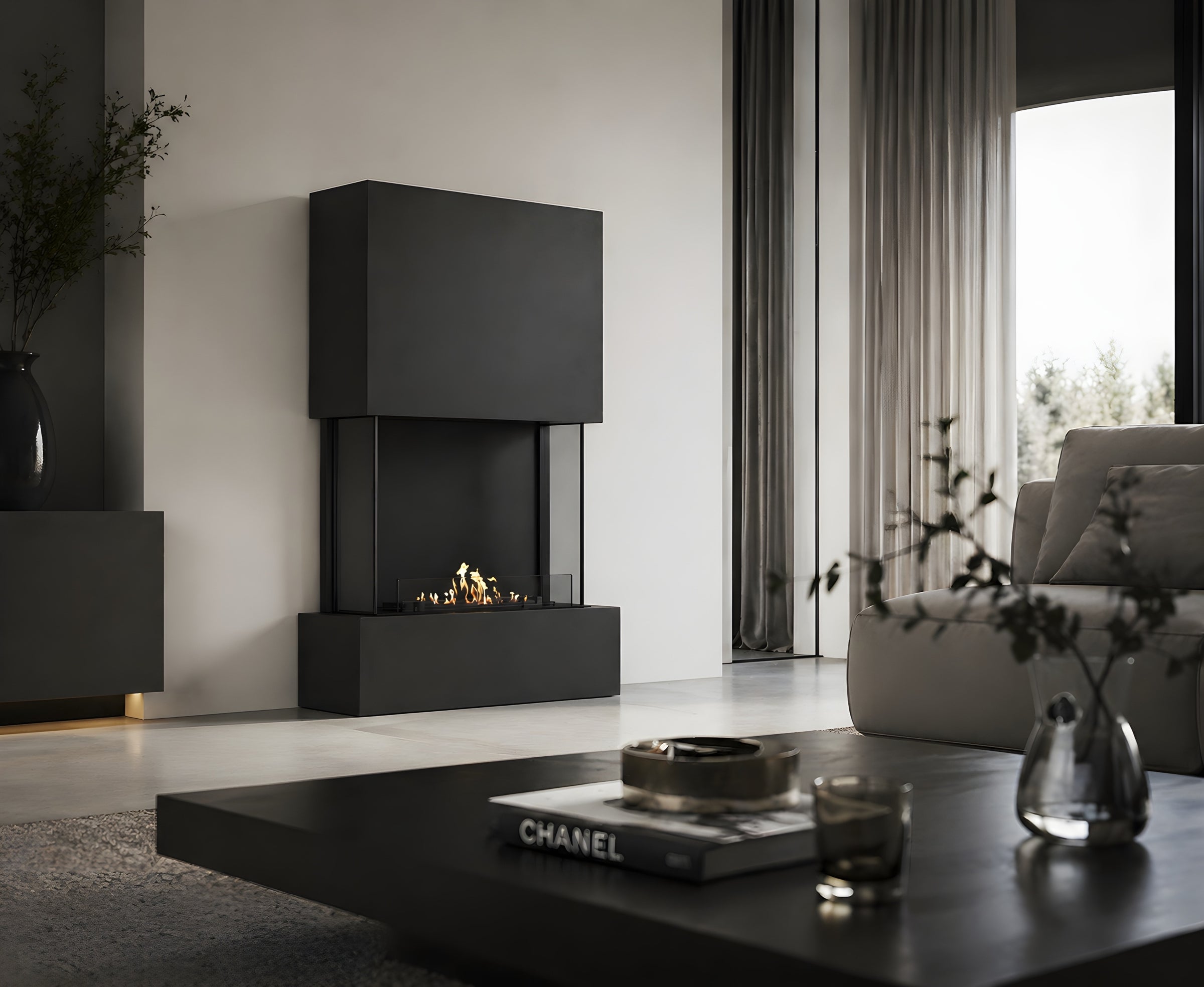 Sure Bio Ethanol Vrijstaand Haard Zwart H200 cm