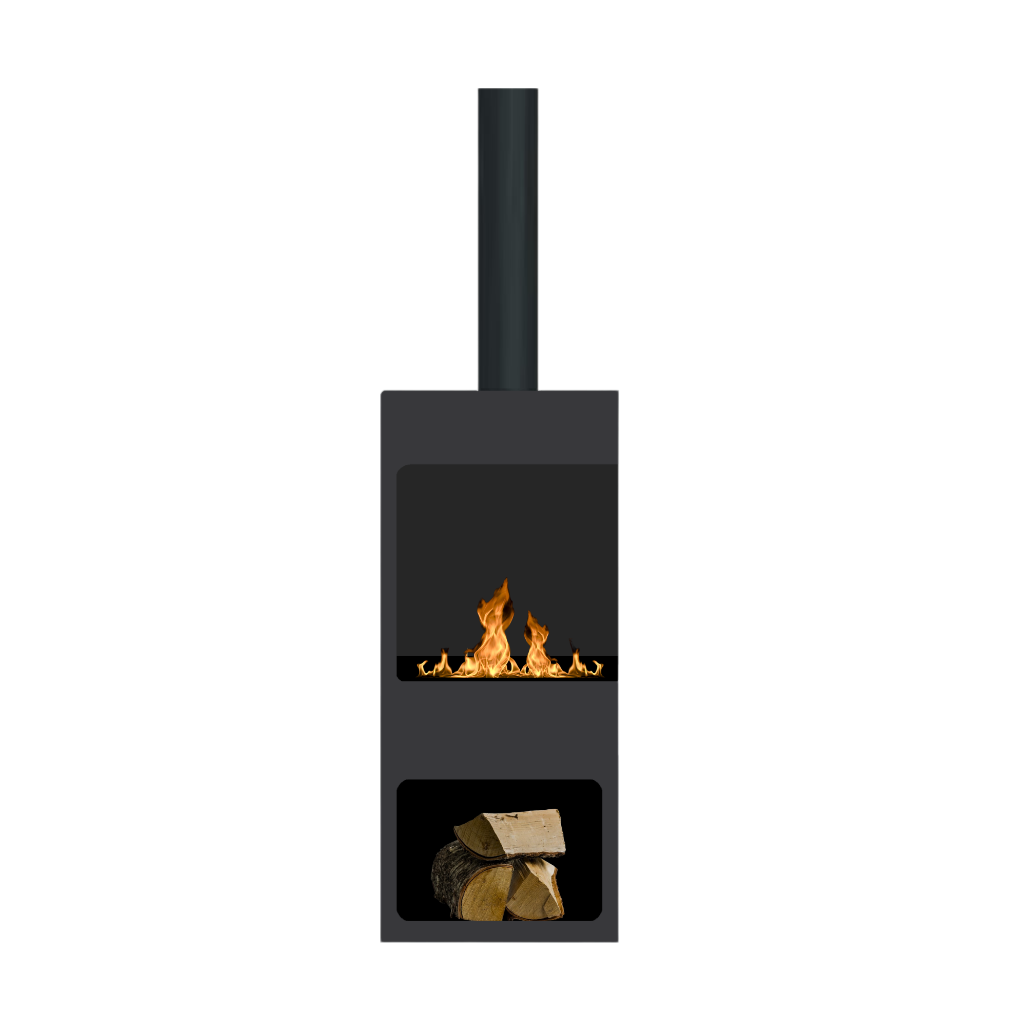 Temo Black Freestanding Bio Fireplace incl. Pipe