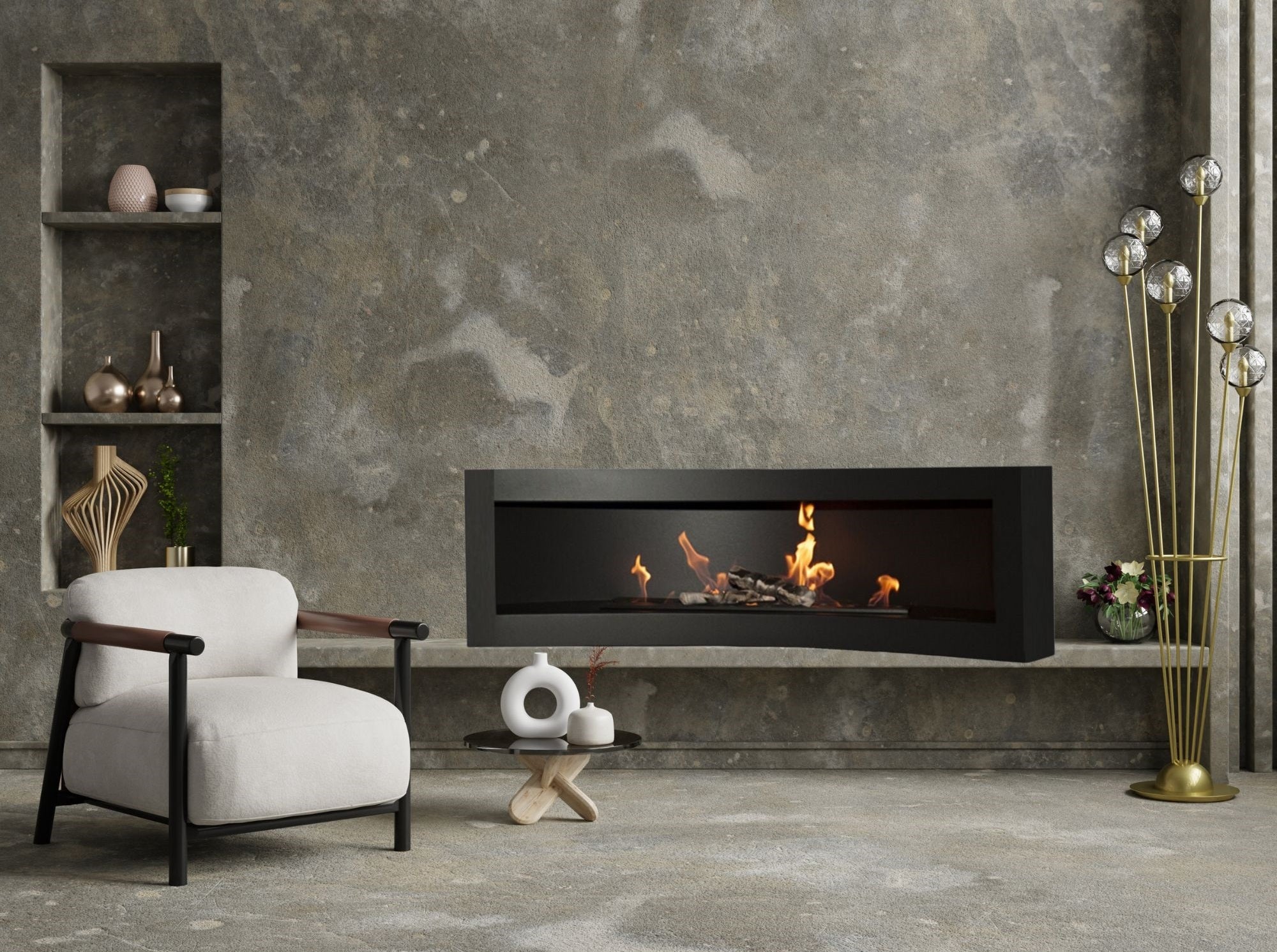 Tobav Curve Freestanding Bio Fireplace 120 cm