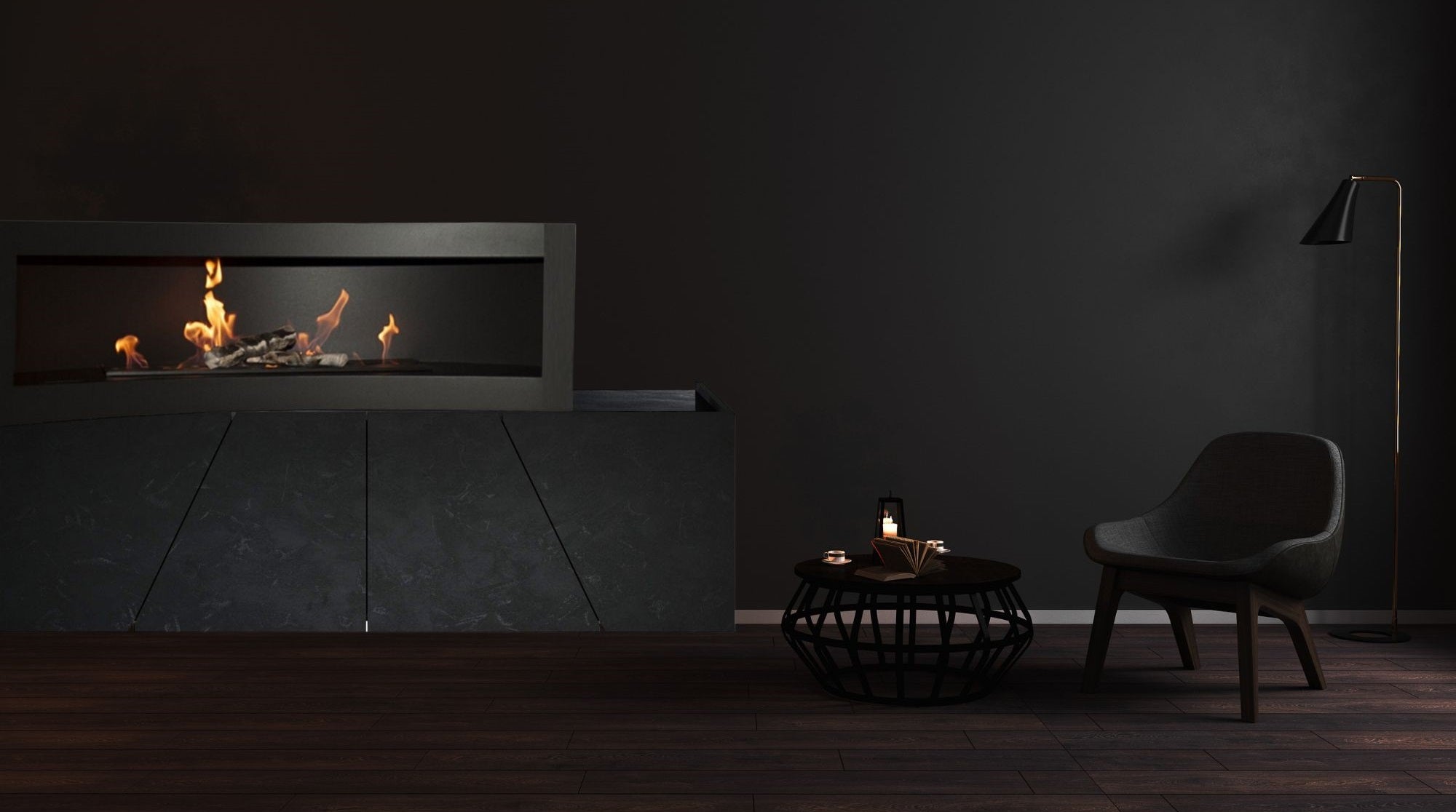 Tobav Curve Freestanding Bio Fireplace 120 cm