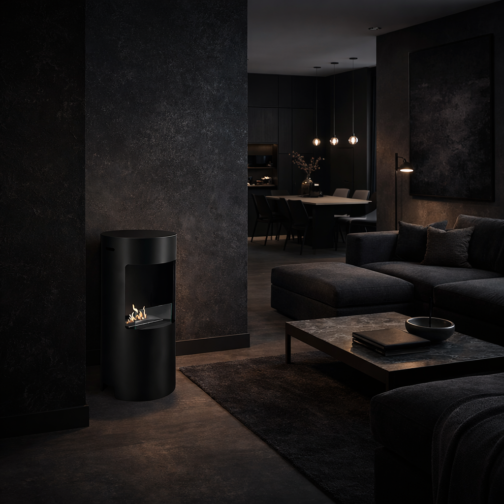 Pale Black Bio Ethanol Freestanding Stove H80 CM