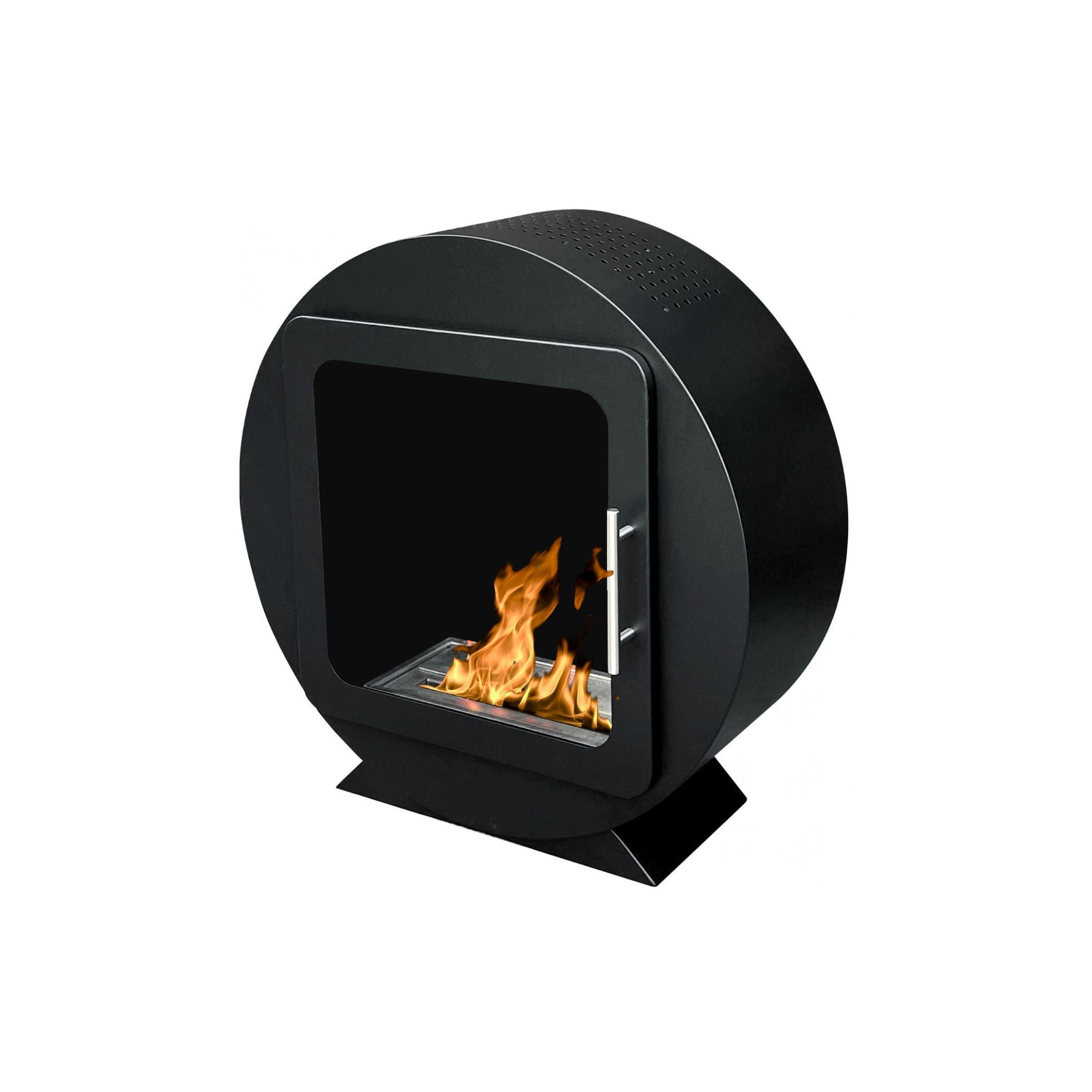 Via Black Bio-Ethanol Freestanding Fireplace