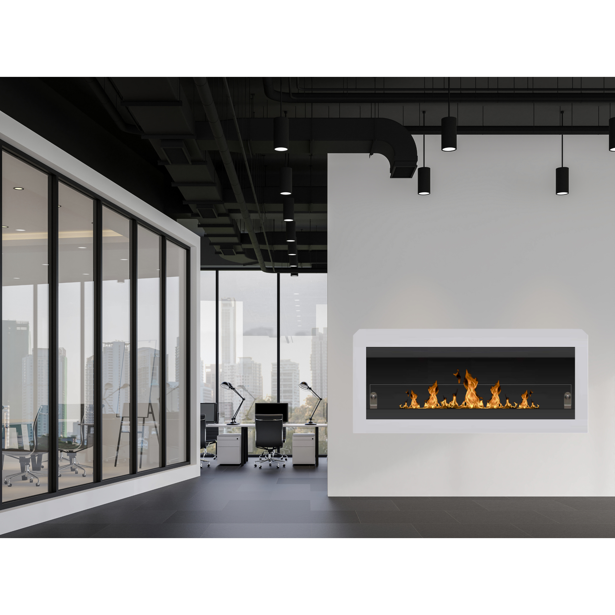 Vila XL White Bio-Ethanol Wall Fireplace 110 CM