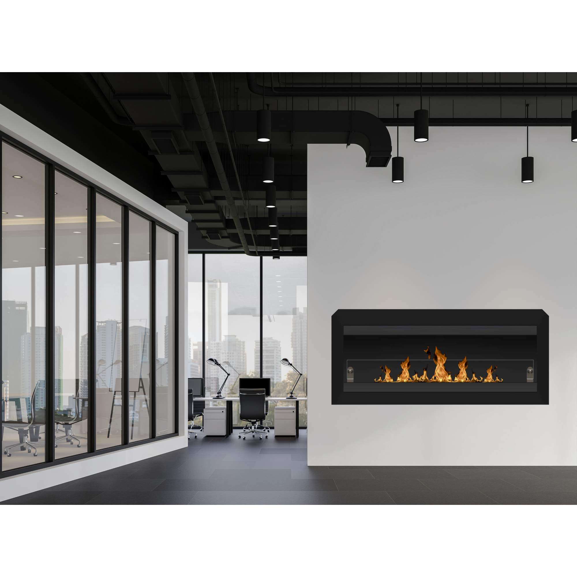 Vila XL Black Bio-Ethanol Wall Fireplace 110 CM