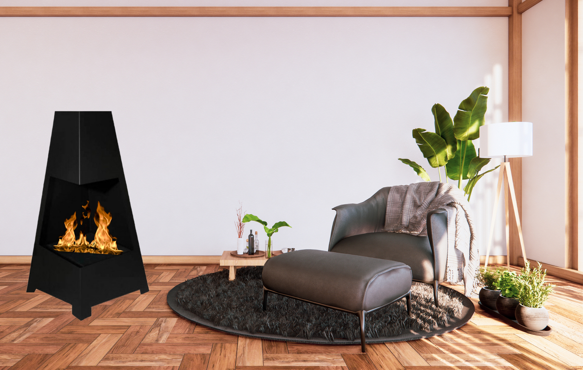 Vioro Freestanding Bio Indoor Fireplace - Garden Hard