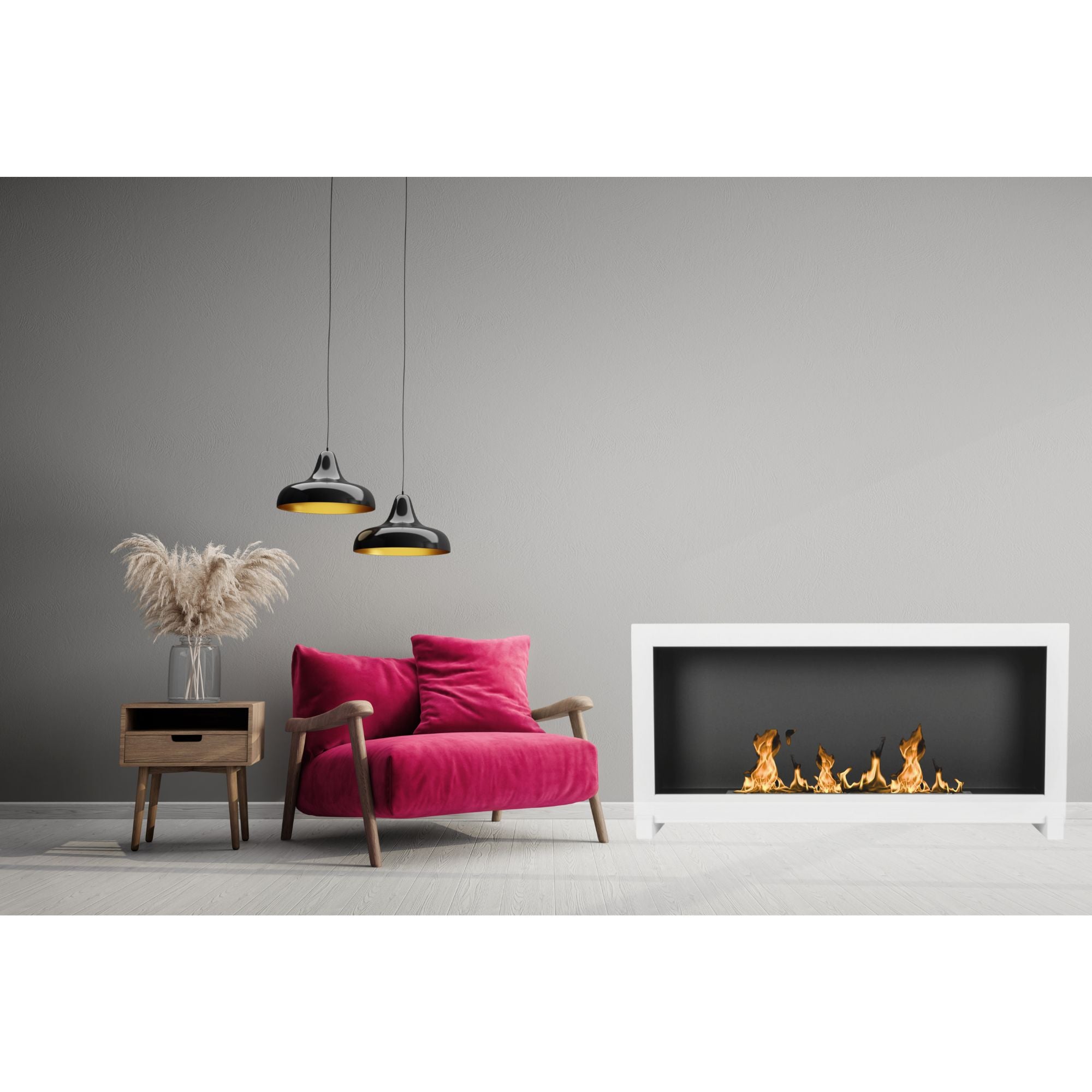 S - Line White Full BOX Wall Fireplace - Freestanding Bio-Ethanol 90 x 40 CM