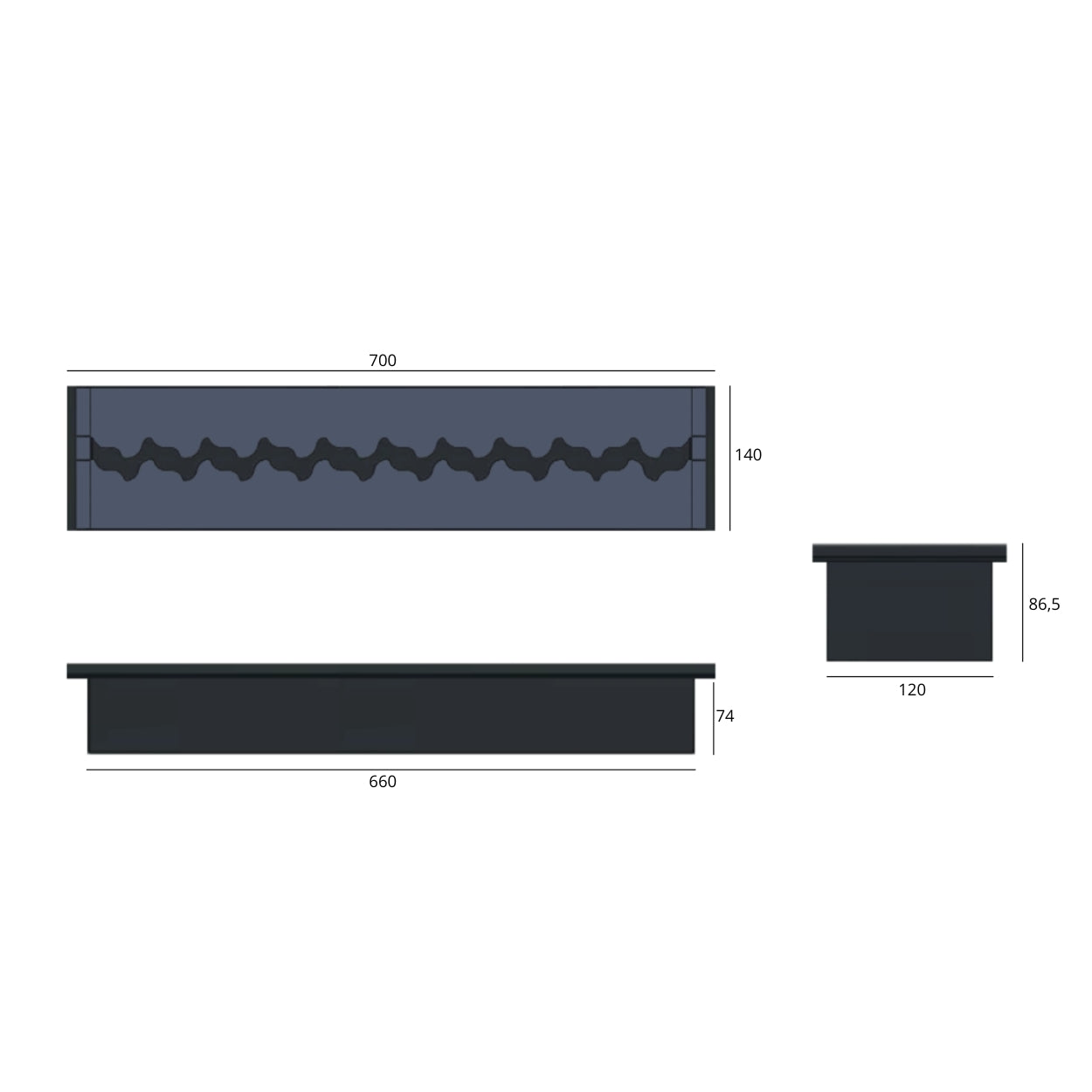 Bio Ethanol PRO Zigzag Burner 70 CM