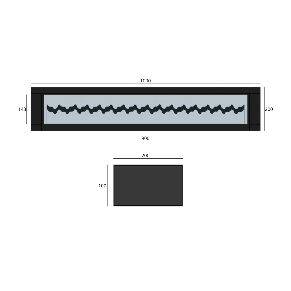 ZIGZAG PRO BIO ETHANOL INZET - TAFELHAARD 100 CM