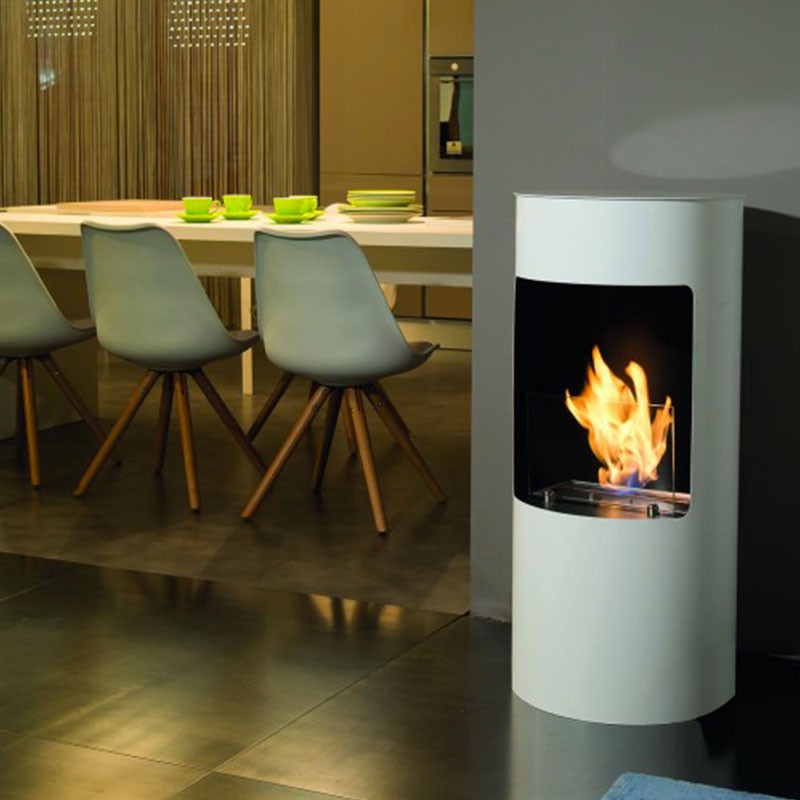 Lomanian White Bio-Ethanol Freestanding Fireplace